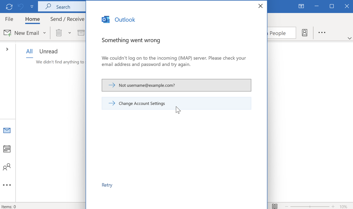 Something Went Wrong message